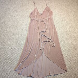 Reformation Anoush Wrap Midi Dress Small Blush Pink Velvet Spaghetti Strap